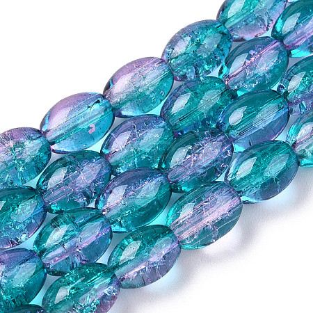 Transparent Crackle Glass Beads Strands DGLA-S085-6x8-33-1