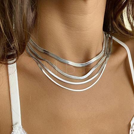 304 Stainless Steel Snake Chain Necklaces for Women WG80FEF-26-1