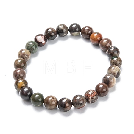 Natural Multi-Color Agate Stretch Beaded Bracelets G-A185-01E-1