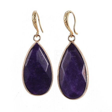 Teardrop Natural White Jade Dangle Earrings EJEW-JE02998-01-1