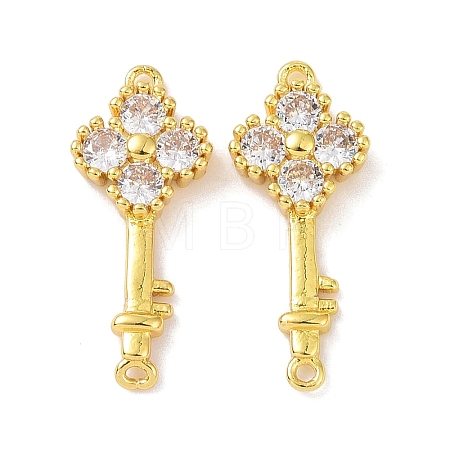 Real 18K Gold Plated Brass Pave Cubic Zirconia Connector Charms KK-L209-042G-01-1