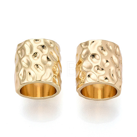 Textured Rack Plating Alloy Large Hole Beads PALLOY-T091-43G-1