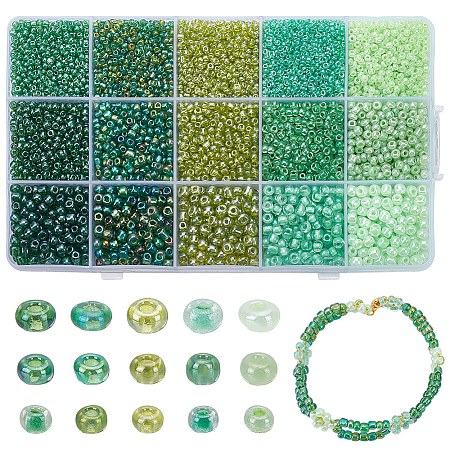 225G 15 Styles Glass Seed Beads SEED-WR0001-09-1
