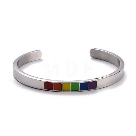 Rainbow Pride Cuff Bangle BJEW-F419-154P-1