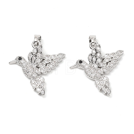 Brass Micro Pave Clear Cubic Zirconia Pendants KK-G533-07E-P-1