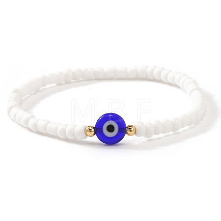 Evil Eye Glass Seed Bead & Brass Stretch Bracelets for Women LG5475-2-1