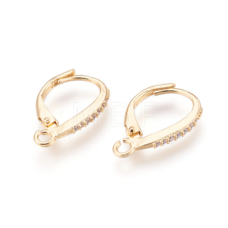 Brass Micro Pave Cubic Zirconia Leverback Earring Findings KK-O106-46G-1