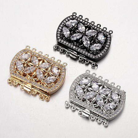 Brass Cubic Zirconia Box Clasps ZIRC-O020-08-NR-1