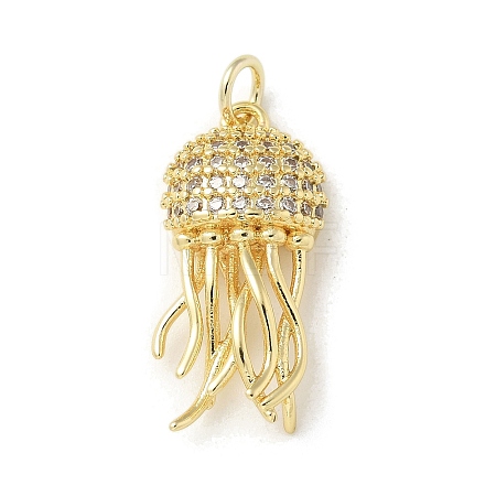 Brass Micro Pave Clear Cubic Zirconia Pendants LS-KK-U046-02G-03-1
