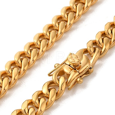 Ion Plating(IP) 304 Stainless Steel Cuban Link Chain Necklaces for Men NJEW-L173-018G-01-1