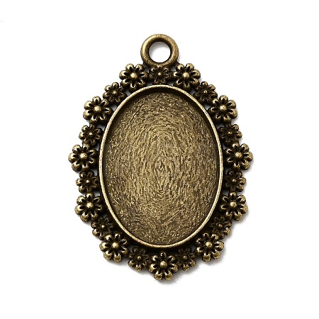 Vintage Tibetan Style Alloy Flower Pendant Cabochon Bezel Settings X-TIBEP-M018-42AB-NF-1