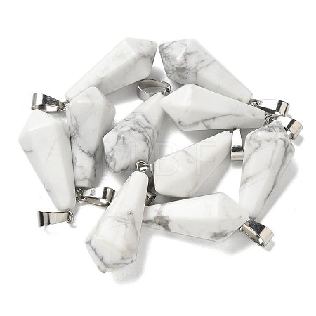 Natural Howlite Pointed Pendants G-B127-15P-03-1