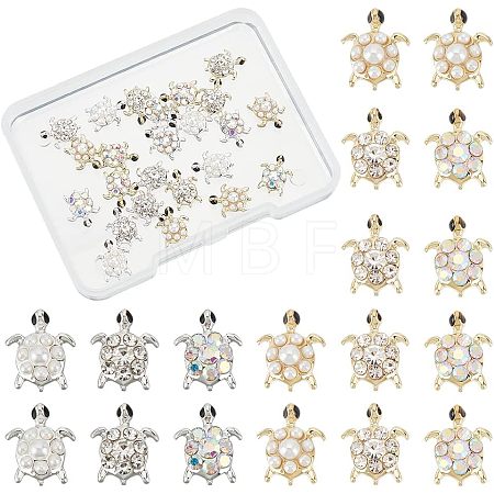 24Pcs 6 Styles Tortoise Zinc Alloy Cabochons MRMJ-OC0002-86-1