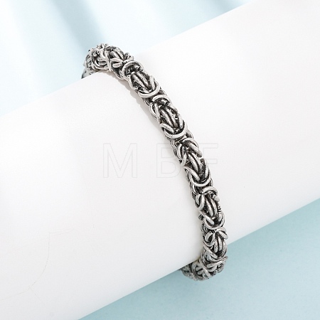 304 Stainless Steel Byzantine Chains Bracelets for Women Men BJEW-C148-05AS-01-1