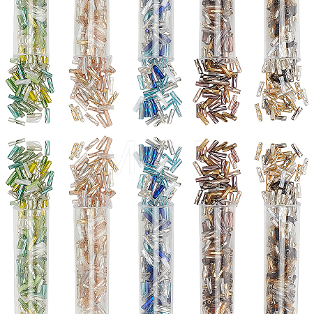 1500Pcs 5 Colors Glass Twist Bugle Beads GLAA-PH0003-73-1