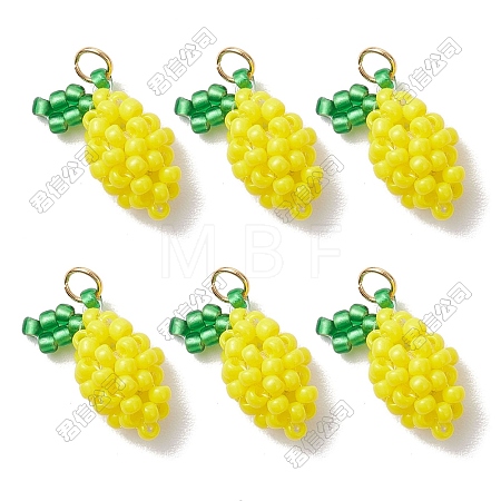 20Pcs Glass Seed Beaded Lemon Pendants PALLOY-SZ00056-1