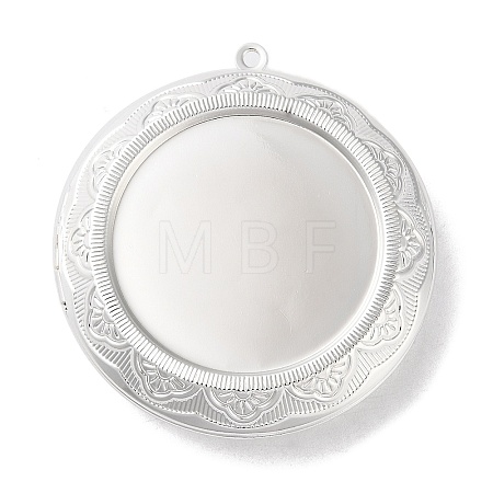 Rack Plating Brass Locket Pendant Cabochon Settings KK-F090-06S-1