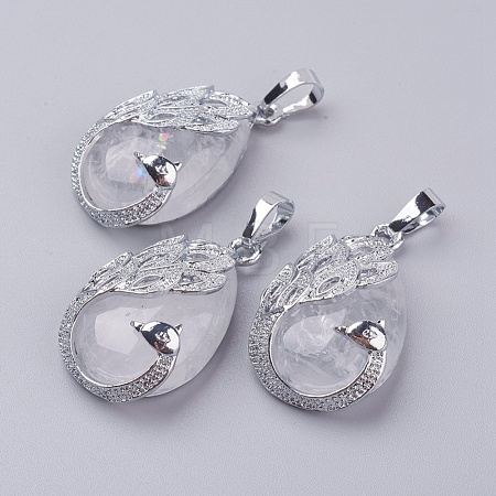 Natural Quartz Crystal Pendants G-E442-04W-1