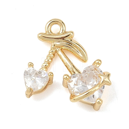 Brass Micro Pave Clear Cubic Zirconia Pendants KK-G545-20G-1