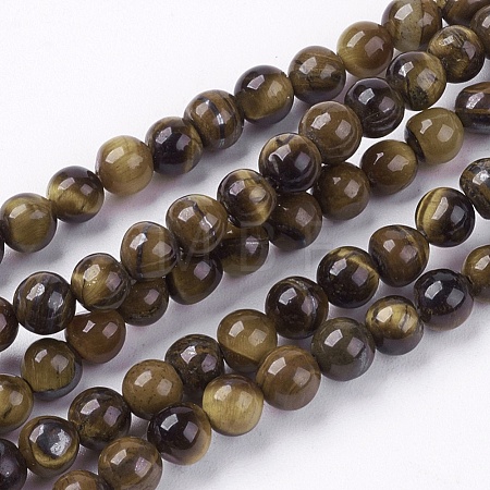 Natural Tiger Eye Round Bead Strands G-R200-4mm-1