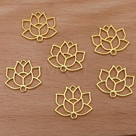 Alloy Hollow Lotus Flower Links Connector Charms PW-WG102FB-02-1