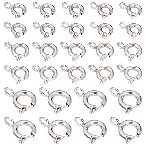 30Pcs 3 Styles 304 Stainless Steel Smooth Surface Spring Ring Clasps STAS-SC0004-41-1