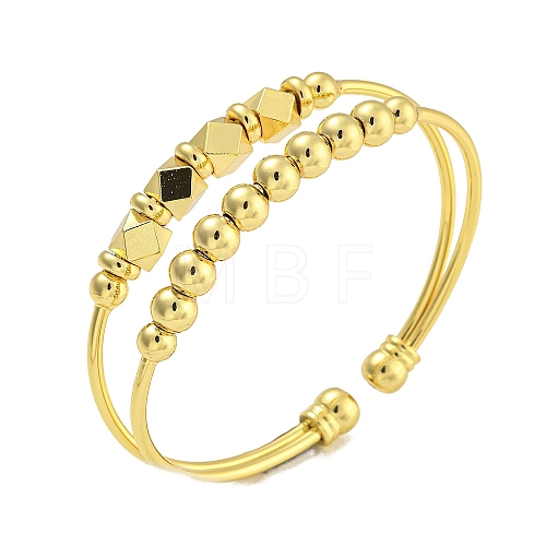 Rack Plating Brass Bangles Double Layer Cuff Bangles for Women BJEW-B106-08G-1