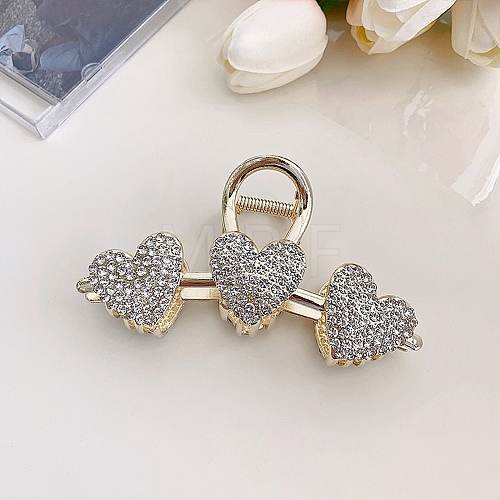 Heart Alloy Rhinestone Large Claw Hair Clips PW23032116566-1