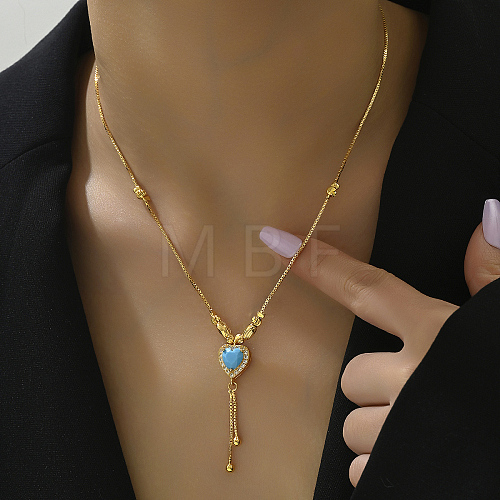 Brass Heart Tassel Pendant Fashion Collarbone Necklace for Women AW3043-1