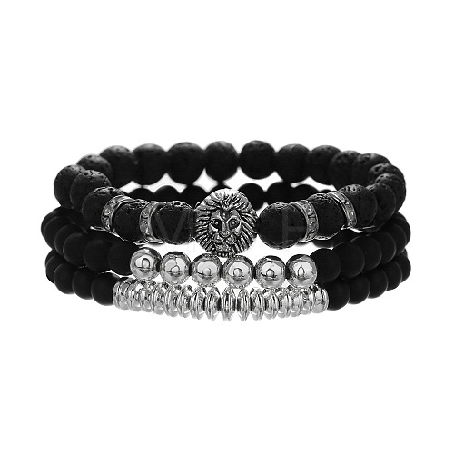 Fashionable retro black matte bracelet set with crown BO9372-2-1