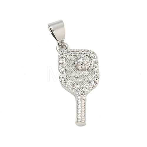 Rack Plating Brass Micro Pave Clear Cubic Zirconia Pendants KK-U021-08P-1