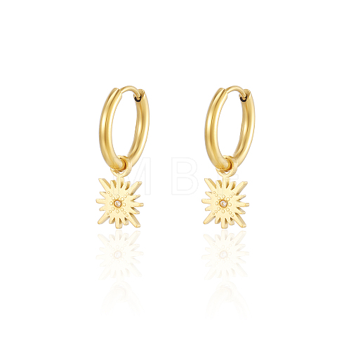 Stylish 304 Stainless Steel Sun Dangle Hoop Earrings for Women's Daily Wear OF5479-1-1
