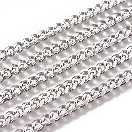 Handmade 304 Stainless Steel Curb Chains STAS-F229-07A-P-1