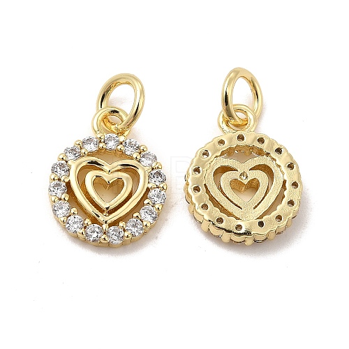 Brass Micro Pave Clear Cubic Zirconia Charms KK-E068-VB121-1