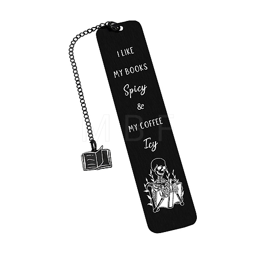 Skeleton Stainless Steel Rectangle Bookmark for Booklovers Reader PW-WGA1359-03-1