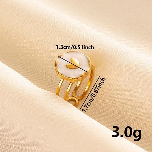 Stylish 304 Stainless Steel Enamel Cuff Ring WD8555-2-1