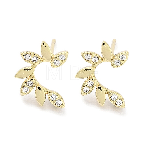 Brass Pave Clear Cubic Zirconia Stud Earring EJEW-S217-G09-1