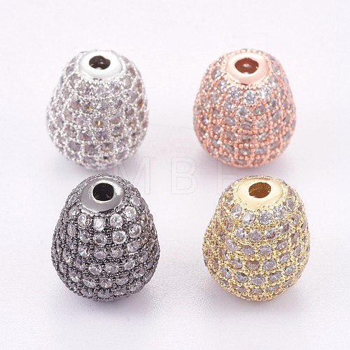 Brass Micro Pave Cubic Zirconia Beads KK-F748-30-1