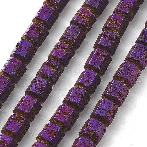 Electroplated Natural Lava Rock Beads Strands G-A251-A01-01I-1