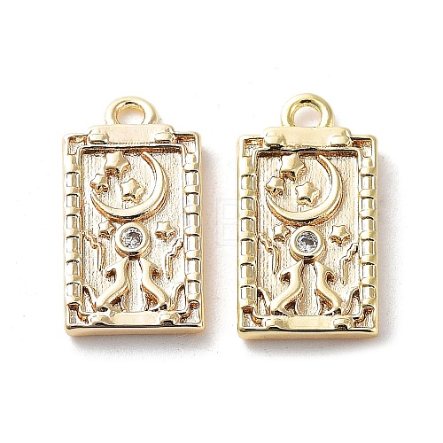 Rack Plating Brass Micro Pave Cubic Zirconia Pendants KK-K333-91G-1