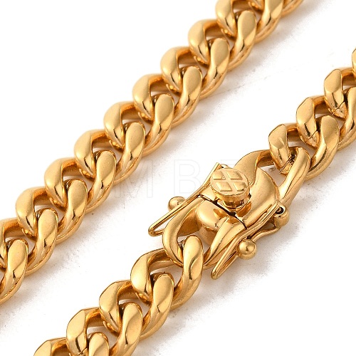 Ion Plating(IP) 304 Stainless Steel Cuban Link Chain Necklaces for Men NJEW-L173-018G-01-1