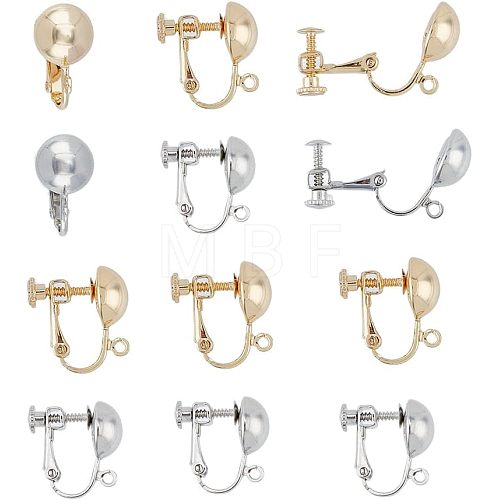 12Pcs 2 Colors Brass Screw On Clip Earring Converter KK-FH0005-05-1