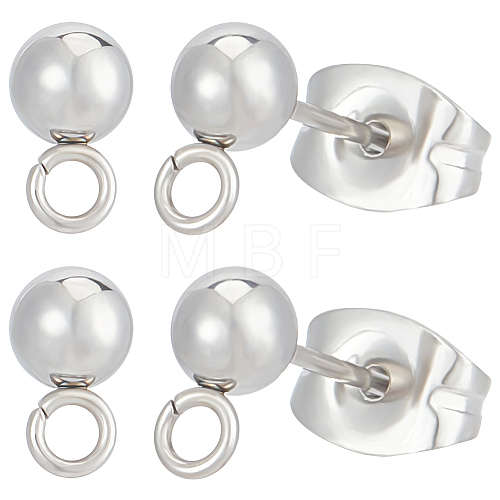 Beebeecraft 304 Stainless Steel Ball Post Stud Earring Findings STAS-BBC0004-75A-1