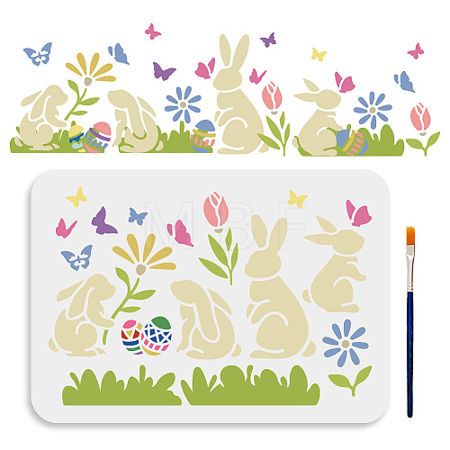 MAYJOYDIY US 1Pc Easter PET Hollow Out Drawing Painting Stencils DIY-MA0003-40E-1