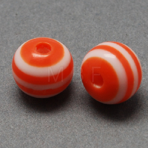 Round Striped Resin Beads RESI-R158-10mm-02-1