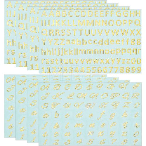 Olycraft 8Pcs 2 Styles Brass Self-Adhesive Picture Stickers STIC-OC0001-02-1