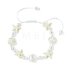 Adjustable Starfish & Shell Shape ABS Imitation Pearl and Synthetical Turquoise Beaded Braided Bead Bracelets for Women BJEW-JB13814-4