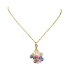 Natural Multicolor Tourmaline Beaded Colorful Dice Balloon Pendant 304 Stainless Steel Cable Chain Necklaces for Women NJEW-JN06123-3