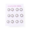 6 Pair Shell Pearl Half Round Stud Earrings EJEW-A067-19P-3