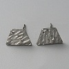 304 Stainless Steel Textured Geometry Stud Earring Findings with Hole STAS-WH0027-54N-2